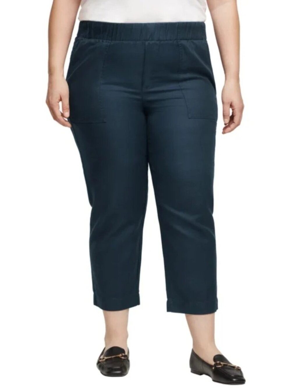 NWT Banana Republic Women's XXL Tapered Crop Pants Navy Lyocell Linen B1702